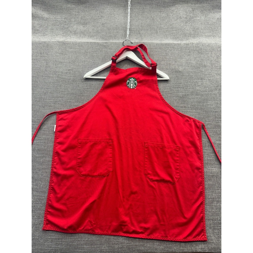 Starbucks Coffee Barista Apron Unisex‎ Red Cotton Holiday Christmas Siren Logo